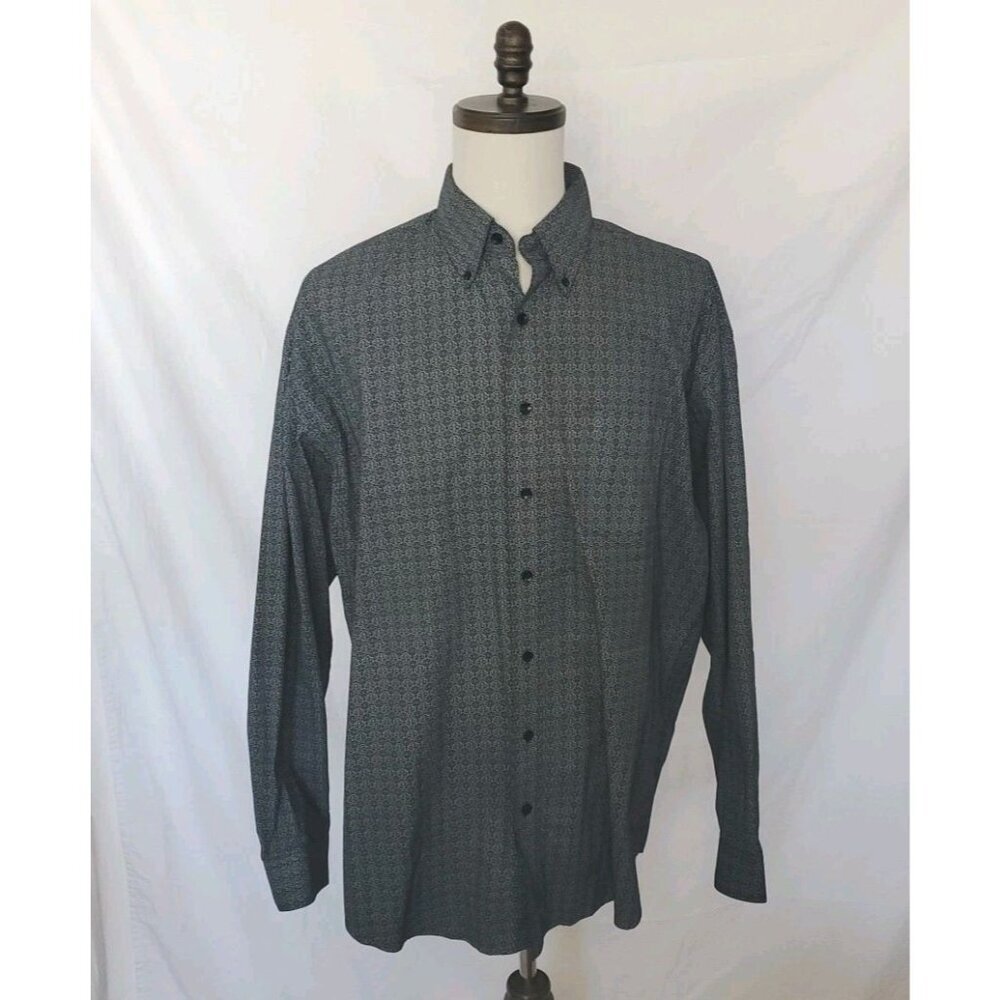 Stetson Mens XL Black & White Geometric Western Button Down Dress Shirt Cotton